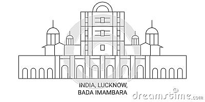 India, Lucknow, Bada Imambara travel landmark vector illustration Vector Illustration