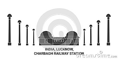 India, Lucknow, Charbagh Railway Station travel landmark vector illustration Vector Illustration