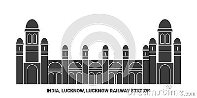India, Lucknow, Lucknow Railway Station travel landmark vector illustration Vector Illustration