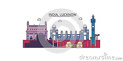 India, Lucknow tourism landmarks, vector city travel illustration Vector Illustration