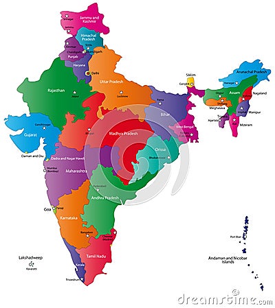 India map Cartoon Illustration