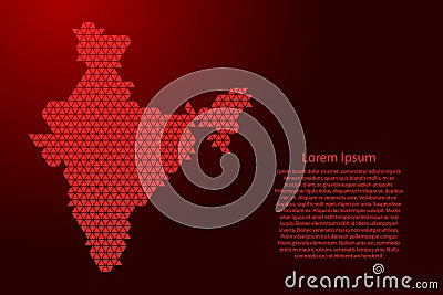 India map abstract schematic from red triangles repeating pattern geometric background with nodes for banner, poster, greeting Cartoon Illustration
