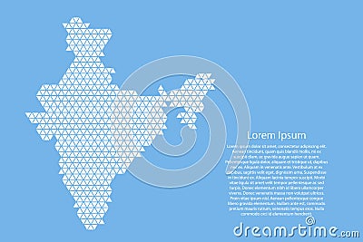 India map abstract schematic from white triangles repeating pattern geometric on light blue background with nodes for banner, Cartoon Illustration
