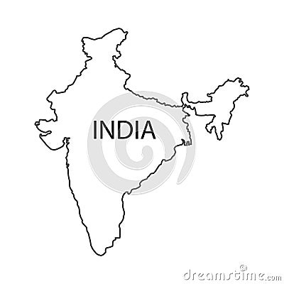 India map correct size white background vector Cartoon Illustration