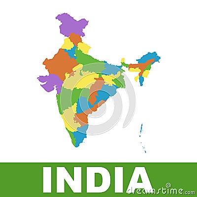 India map with federal states. Flat vector Vector Illustration