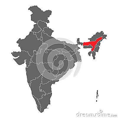 India map graphic, travel geography icon, indian region ASSAM, vector illustration Vector Illustration