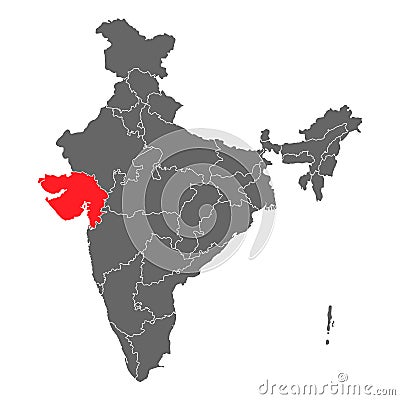 India map graphic, travel geography icon, indian region GUJARAT, vector illustration Vector Illustration