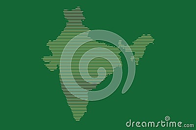 India map vector using green straight line pattern on dark background Vector Illustration