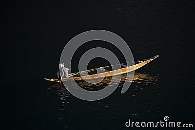 INDIA, MEGHALAYA, WEST JAINTIA HILLS DISTRICT, 22 December 2016, Boatman in Umngot River Editorial Stock Photo