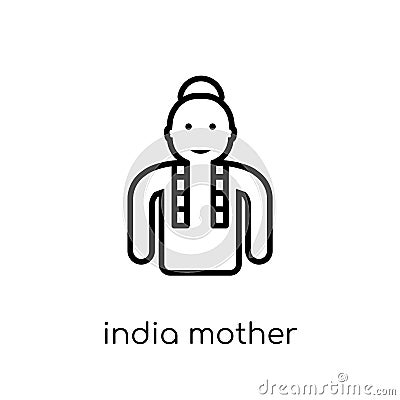 India Mother icon. Trendy modern flat linear vector India Mother Vector Illustration