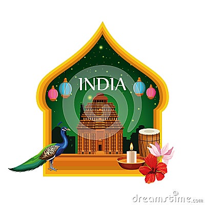 India national monument building architecture Vector Illustration