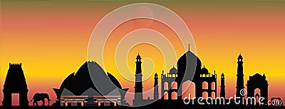 India new delhi skyline Vector Illustration