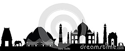 India new delhi skyline Vector Illustration