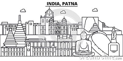 India, Patna architecture line skyline illustration. Linear vector cityscape with famous landmarks, city sights, design Vector Illustration