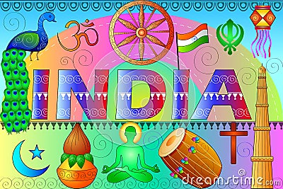 India patriotic background showing diverse Culture and Art Vector Illustration