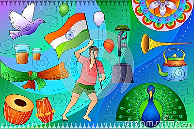 India patriotic background showing diverse Culture and Art Vector Illustration