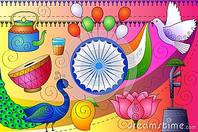 India patriotic background showing diverse Culture and Art Vector Illustration