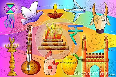 India patriotic background showing diverse Culture and Art Vector Illustration