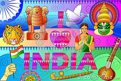 India patriotic background showing diverse Culture and Art Vector Illustration