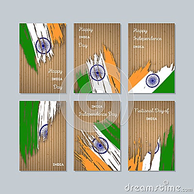 India Patriotic Cards for National Day. Vector Illustration