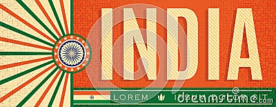 India Patriotic vintage Banner design, typographic vector illustration, Indian Flag colors Vector Illustration