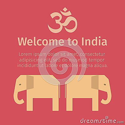 India poster. Flat icon. Vector template Vector Illustration