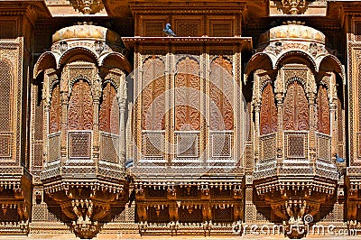 India, Rajasthan, Jaisalmer: Patwa haveli house Stock Photo