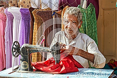 India Rajasthan jaisalmer. Sewing machine Editorial Stock Photo