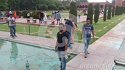 India`s beautiful Taj Mahal garden in Agra Uttar Pradesh Editorial Stock Photo