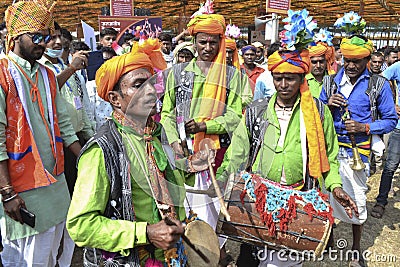 indian Tribes man are singing and dansing Editorial Stock Photo