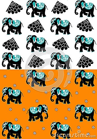 India. Seamless pattern with elephants. Vector. Vector Illustration