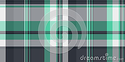 India seamless plaid fabric, october background check textile. Silky vector texture tartan pattern in teal and grey colors Vector Illustration