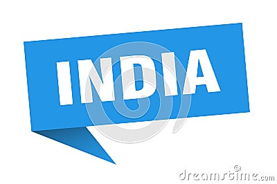 India sticker. India signpost pointer sign. Vector Illustration