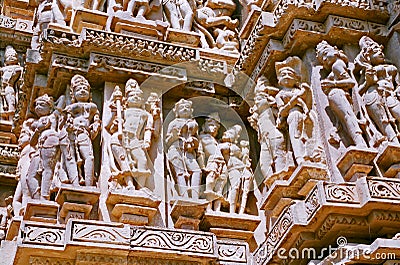 India, Temple in Khajuraho. Stock Photo