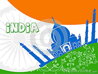 India tourism, india travel with taj mahal agra background Vector Illustration