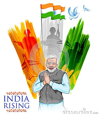 India tricolor flag background with proud Indian people Vector Illustration