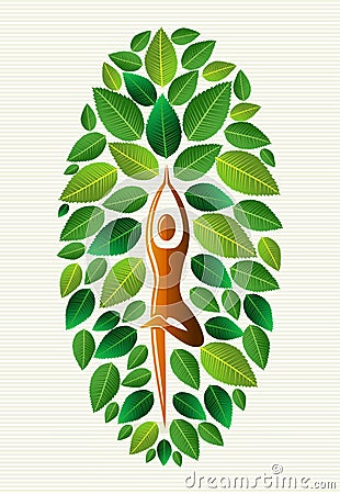 India yoga leaf tree Vector Illustration