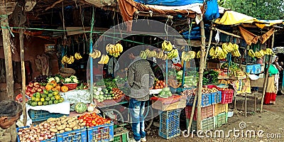 Indian agriculture produce market fruit and vegetables store Editorial Stock Photo