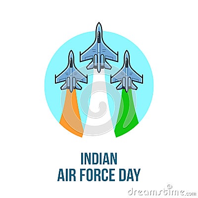 Indian Air Force Day Vector Illustration