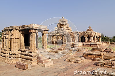 Indian ancient architeckture in the archaeological place in Pattadakal Stock Photo