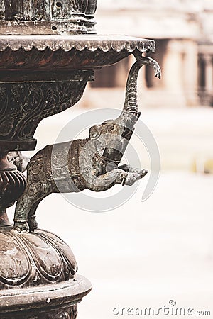 Beauty of Thanjavur Temple Metal Elephant Statue Stock Photo