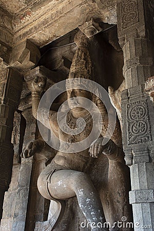 Entrance Rock Statue - Thanjavur Big Temple Stock Photo