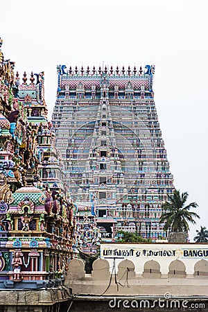 Srirangam Temple Towers Closeup Look Stock Photo