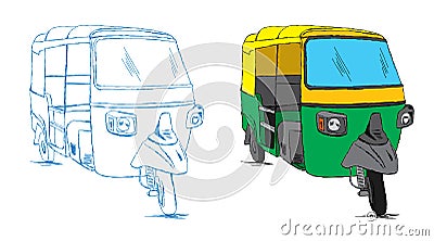 Indian Auto Rickshaw Sketch - Vector Illustration Vector Illustration