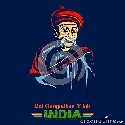 Indian background with Nation Hero and Freedom Fighter Bal Gangadhar Tilak Pride of India Vector Illustration