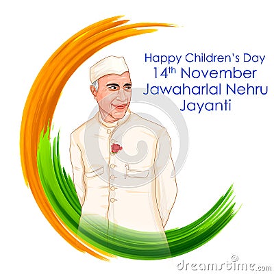 Indian background with Nation Hero and Freedom Fighter Jawaharlal Nehru Pride of India Vector Illustration