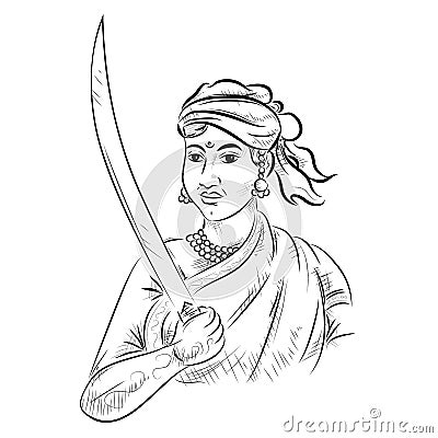 Indian background with Nation Hero and Freedom Fighter Rani Lakshmibai Pride of India Vector Illustration