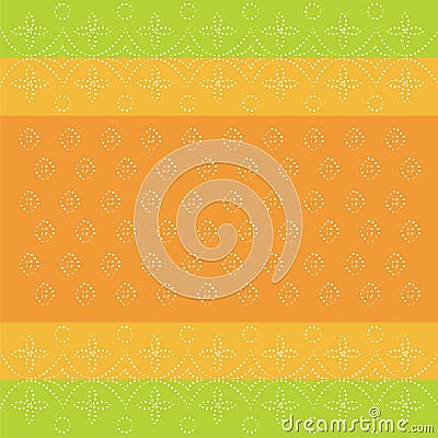 Indian Bandhani traditional pattern, wallpaper, card design, green and yellow, dotted design. Stock Photo