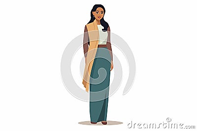 indian bharat woman in business suit vector isolated vector style illustration Vector Illustration