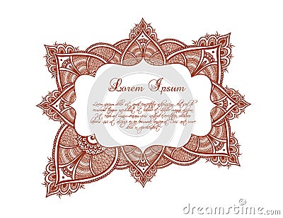Indian border - oriental frame with persian ornament. Vector label Vector Illustration